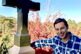 German stonemason Christian Frenzel at a church in the Adelaide Hills.