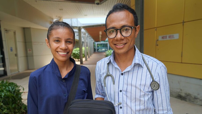 Timorese registrars Dr Mario Noronha and Dr Sonia Lopes Belo in Darwin.