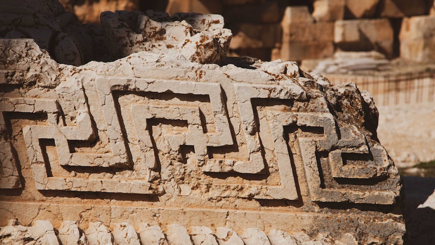 Roman carvings at the Baalbek temple, Lebanon.