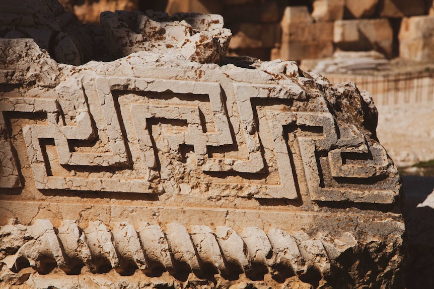 Roman carvings at the Baalbek temple, Lebanon.
