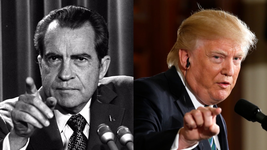 Richard Nixon and Donald Trump in a composite image.