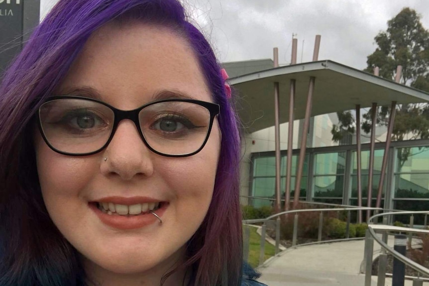 Madisyn Paige is a Federation University student pictured here at the Churchill campus, in eastern Victoria.