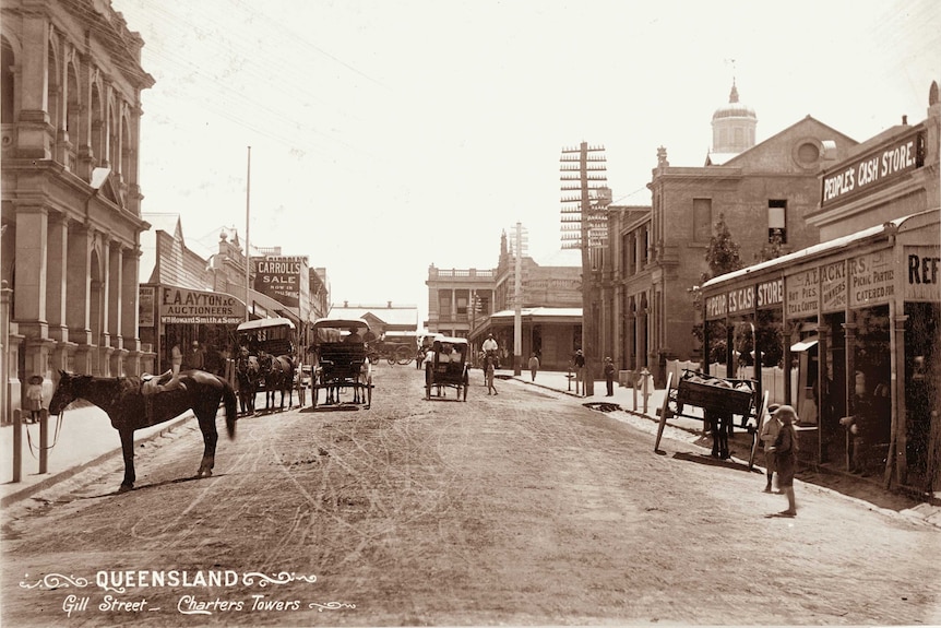 Gill Street, Charters Towers in 1897 when the town's population neared 30,000, making it the second largest in Queensland.