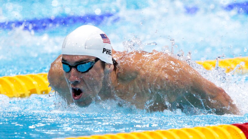 US swimmer Michael Phelps swims butterfly