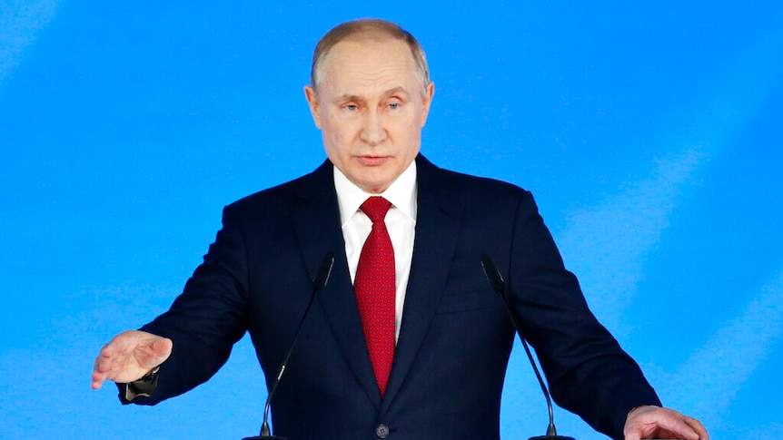 Russian President Vladimir Putin addresses the State Council in Moscow, Russia.