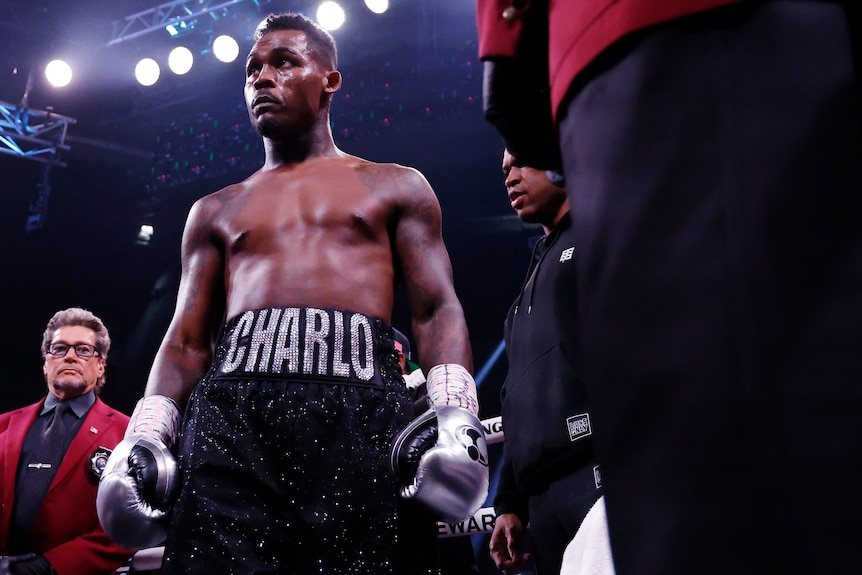 Jermell Charlo looks to one side