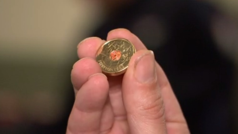 Hands holding up a coin