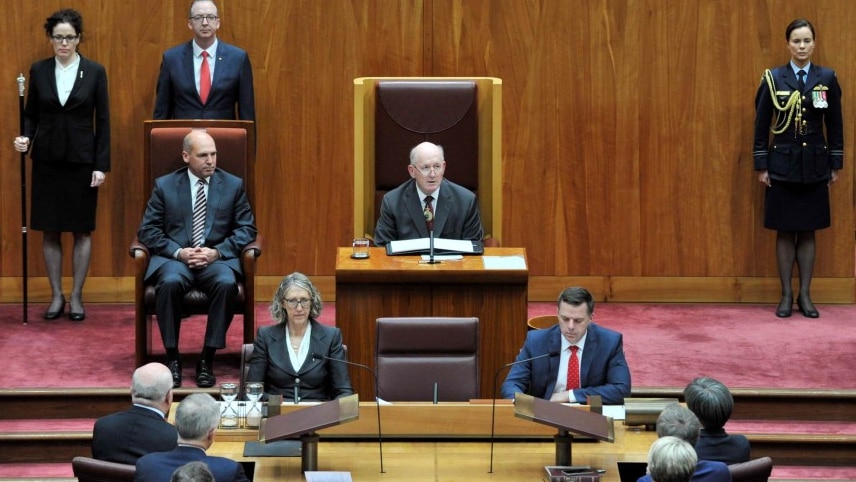 The Governor-General delivers his opening of parliament address