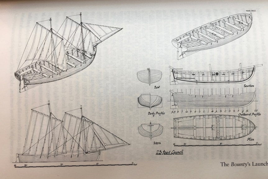 Un croquis de pièces d'un bateau