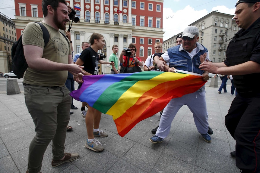 Russian gay and anti-gay rights activists