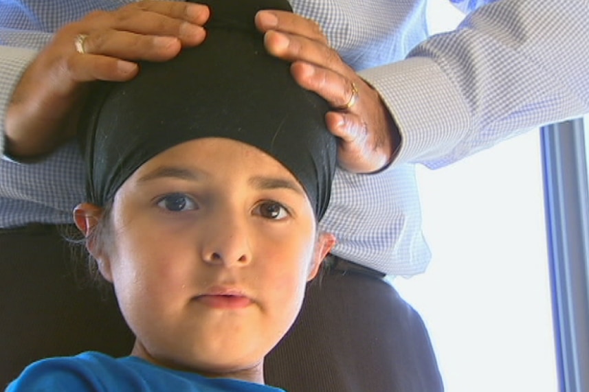 Sidhak Arora  wears a patka, a youth version of a turban.