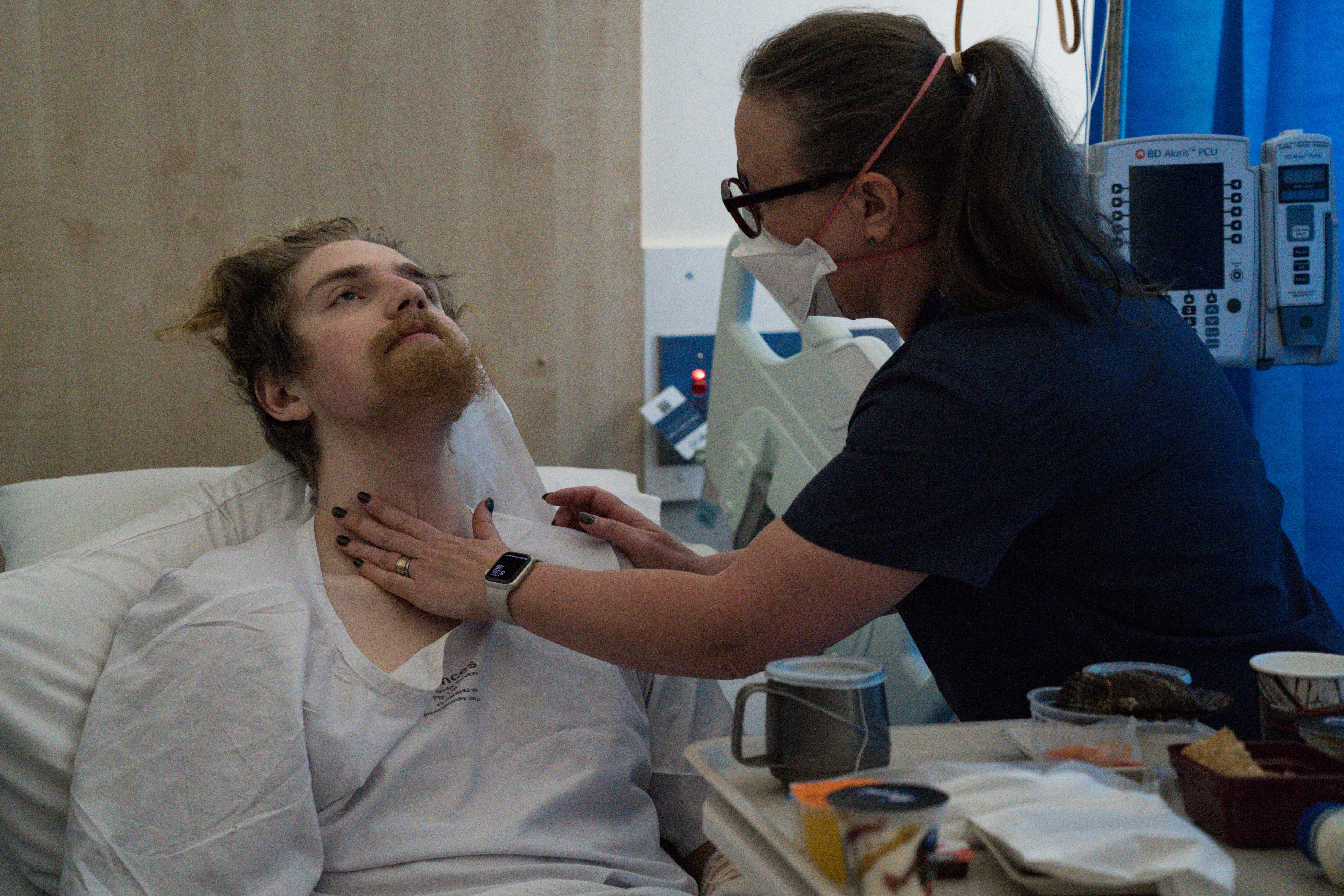 Patients being treated at the Royal Melbourne Hospital road trauma unit.