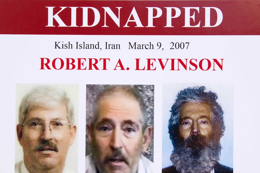 Composite poster showing FBI agent Robert Levinson in three ages