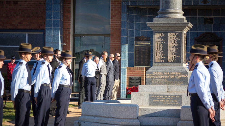 Young cadets form a guard of honour for young veterans in Inverell