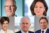 From left to right: Justin Milne, Michelle Guthrie, Emma Alberici, Malcolm Turnbull and Andrew Probyn.