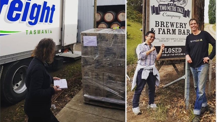 Pallets of beer off to Japan