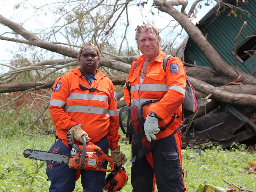 Volunteers helping clean up after Cyclone Lam