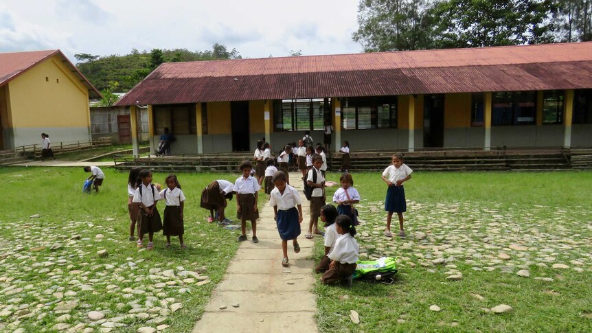 Timorese children in a school yard.