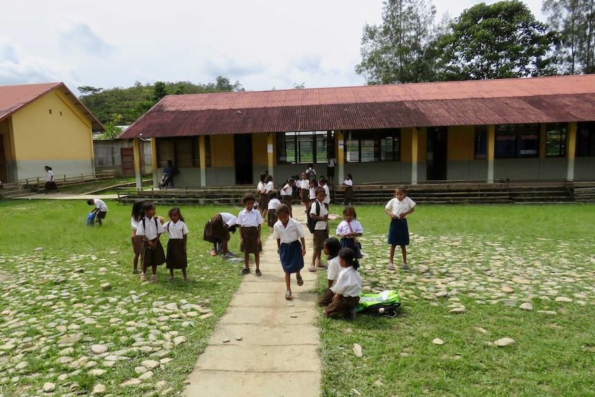 Timorese children in a school yard.