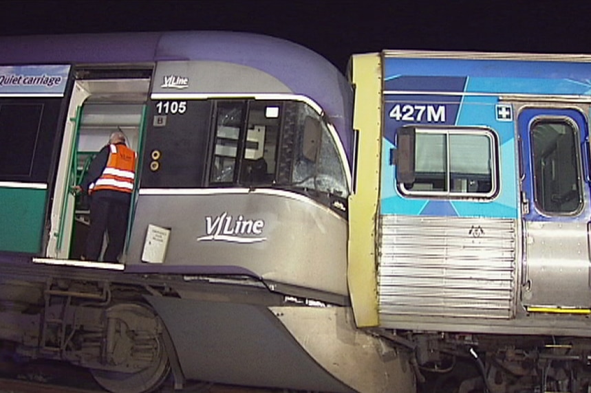 Two trains, a Vline and a Metro train collide near Altona