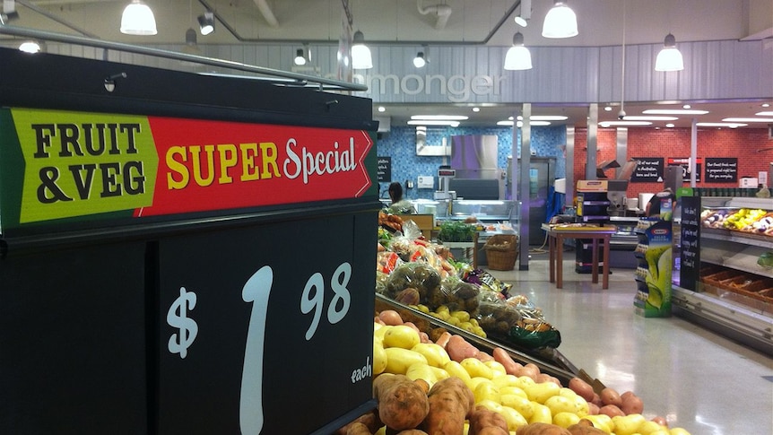 Fruit and vegetable prices in a Coles supermarket