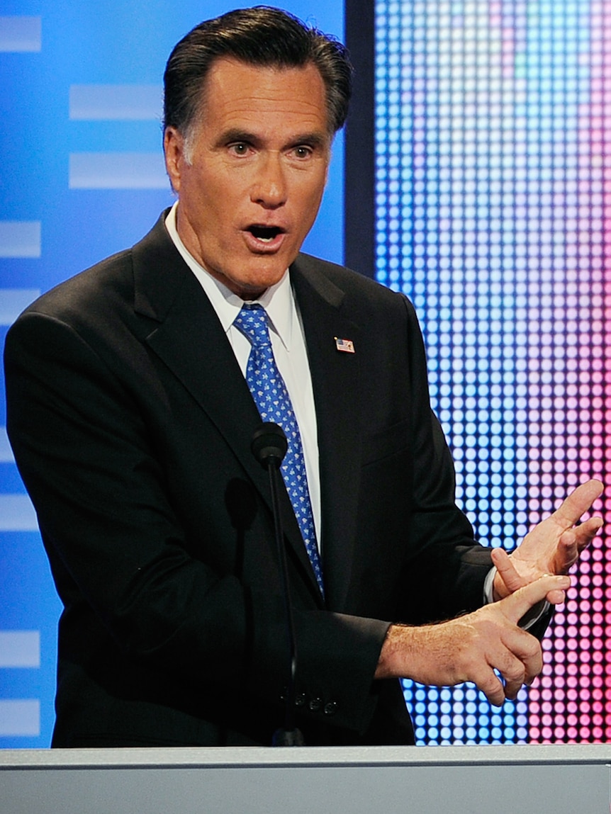 Mitt Romney gestures during debate (AFP: Kevork Djansezian)
