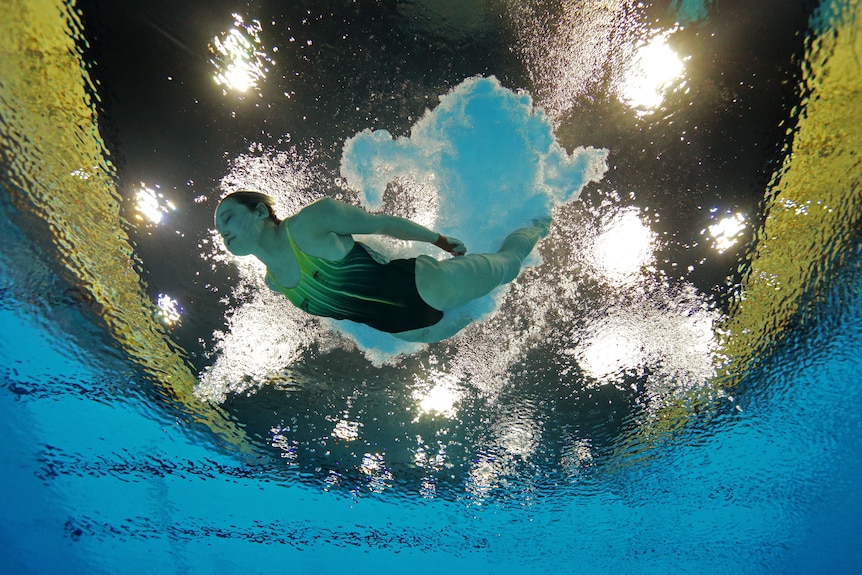 Australia's Melissa Wu competes in women's 10m platform diving semi-final at the London Olympics.