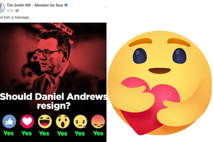 Tim Smith's Facebook post, which asks the question 'Should Daniel Andrews resign?'
