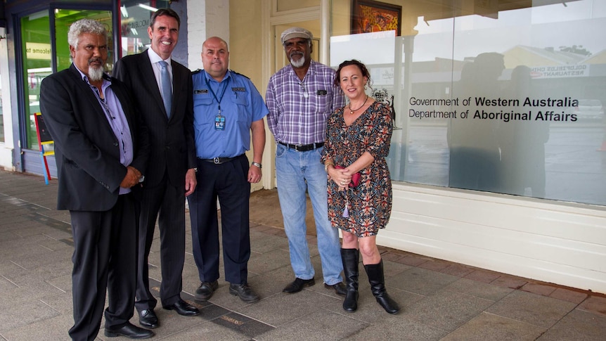 State and local leaders stand out the front of the re-opened Kalgoorlie Department of Aboriginal Affairs Office.