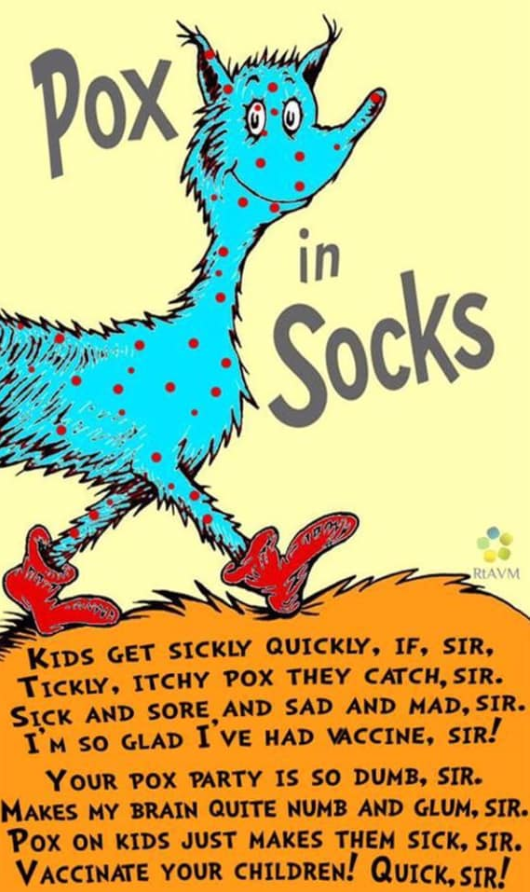 A meme in the style of Dr Suess, dubbed the "Pox in Sox".