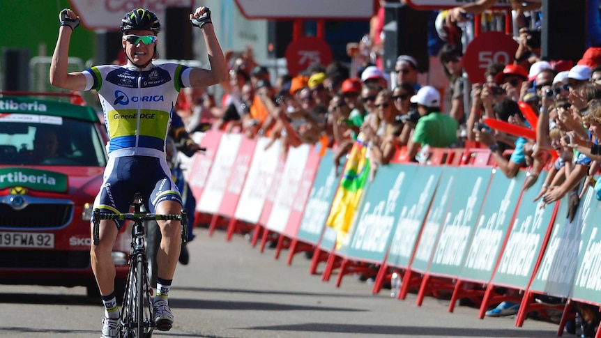 Orica-GreenEdge rider Simon Clarke of Australia wins stage four of the 2012 Tour of Spain.