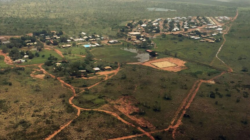An aerial view of a remote community.