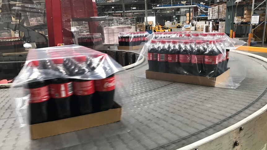 Coca-Cola bottles being packaged at the company's Richlands factory in Brisbane.
