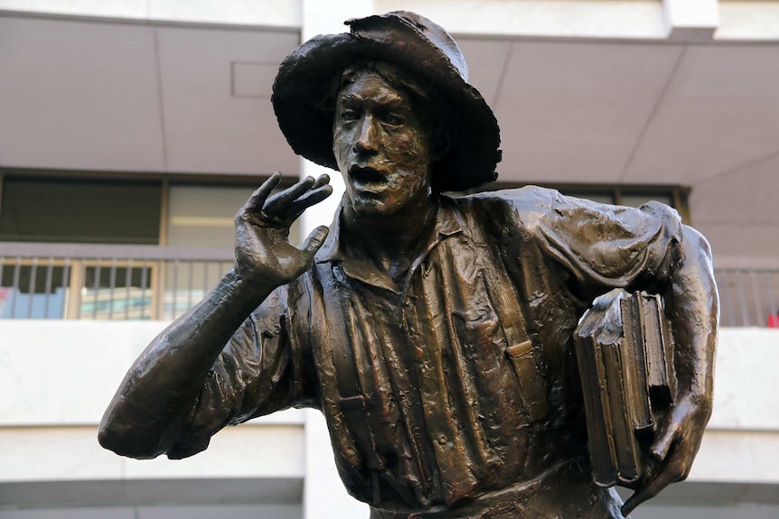 Statue of writer Steele Rudd, in King George Square, Brisbane.