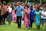 Crowds swarm around the royals during their tour of Fiji.