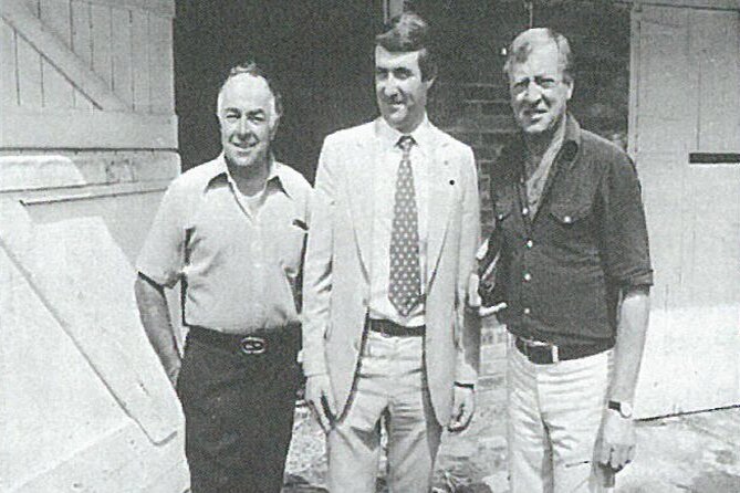 Harry M. Miller with fellow breeders Paul Trenoweth and Graham Kennedy.