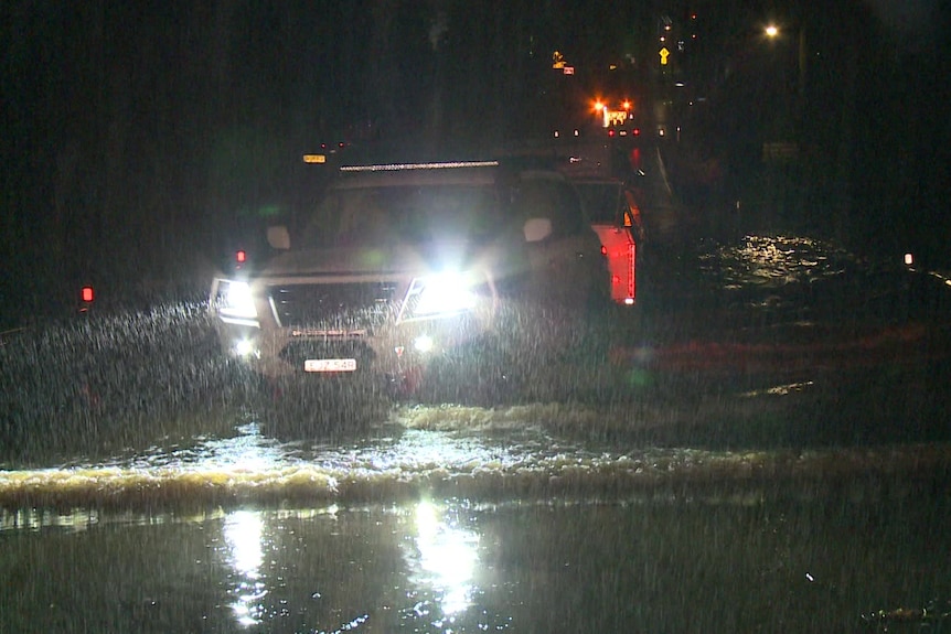 A car driving through water 