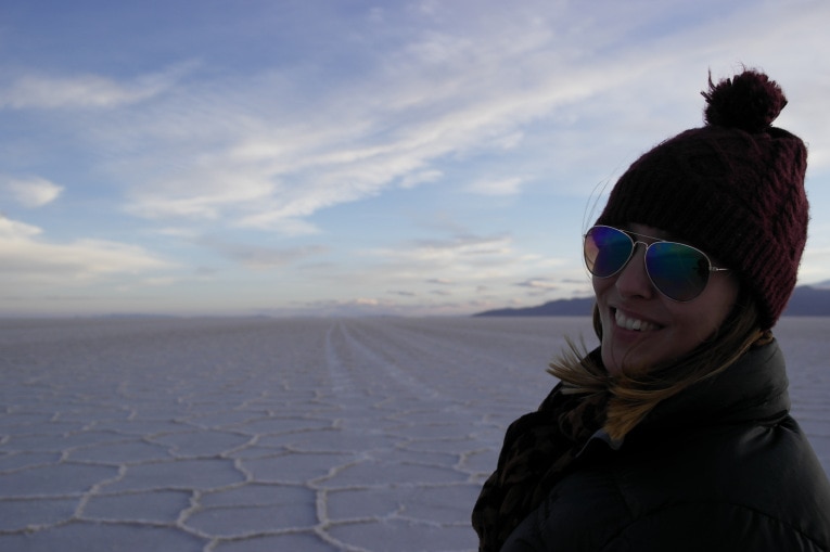 Bec Brewin at the Bolivia salt flats