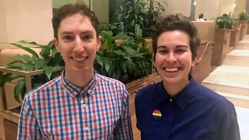 Co-chairs of Equal Voices Joel Hollier and Steff Fenton at Sydney Anglican Synod, 22 October, 2018.