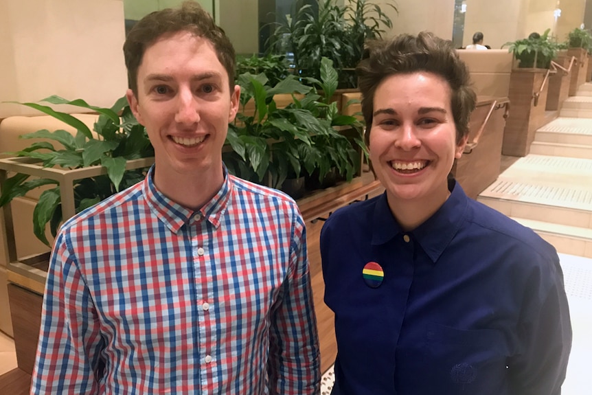 Co-chairs of Equal Voices Joel Hollier and Steff Fenton at Sydney Anglican Synod, 22 October, 2018.