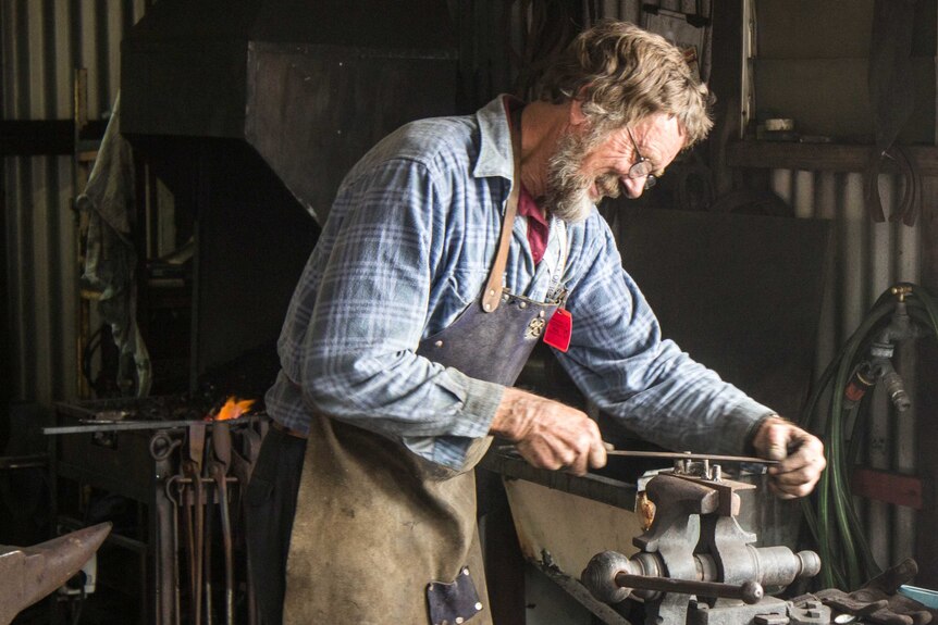 A blacksmithing demonstration the Perth Royal Show, 2013.