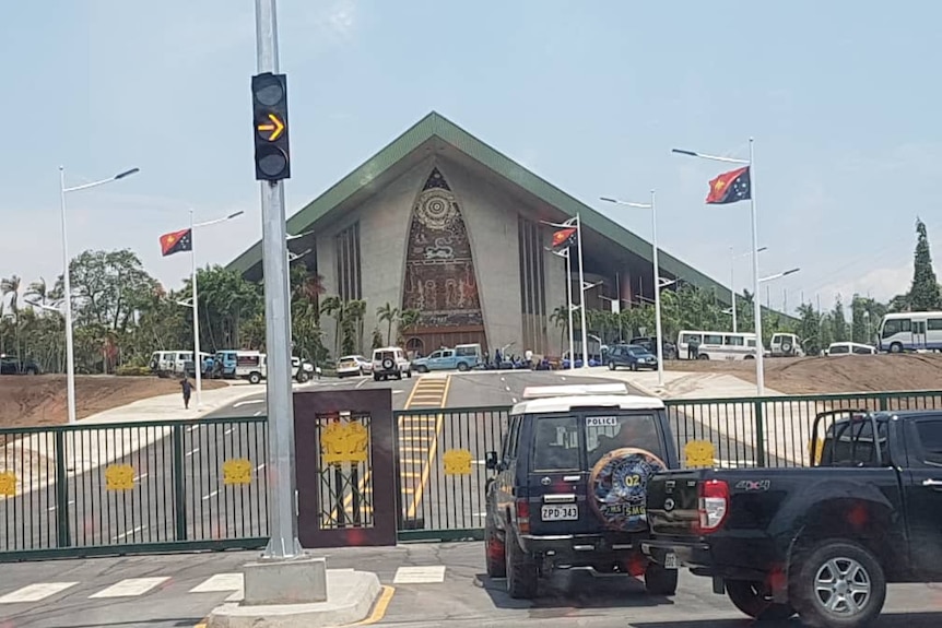 A shot of PNG parliament from outside its gates on November 20, 2018.