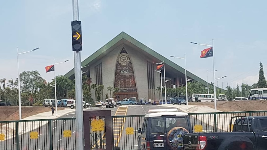 A shot of PNG parliament from outside its gates on November 20, 2018.