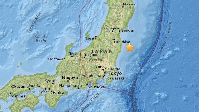 Fukushima earthquake map