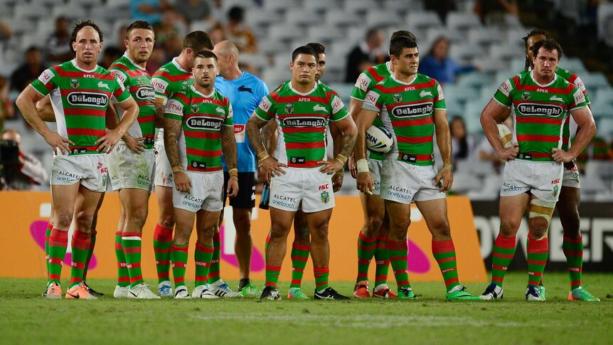 South Sydney dejected after a Wests Tigers try