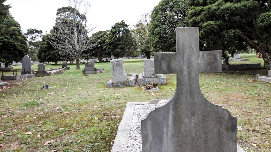 Tombstone at a cemetery