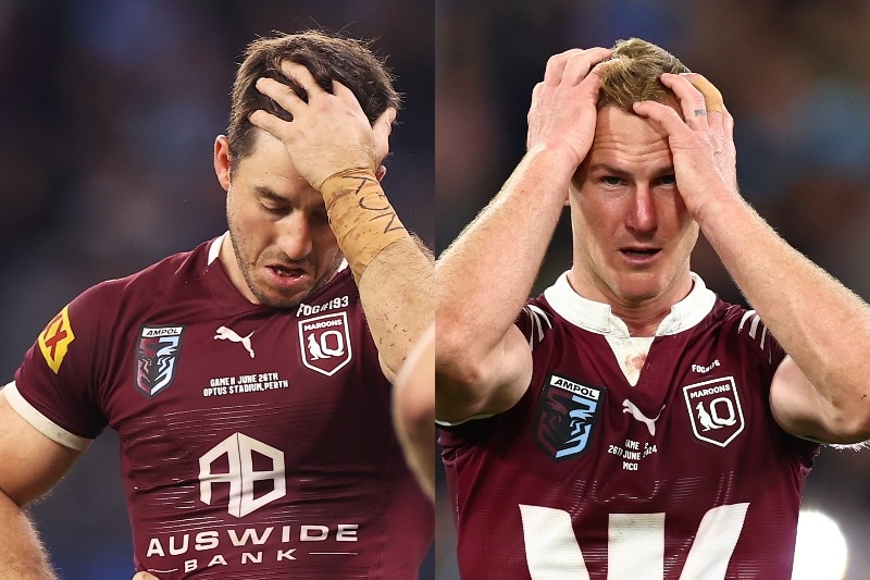 A composite photo of Ben Hunt and Daly Cherry-Evans holding their heads