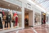 The store front of women's fashion retailer Bardot in Penrith Westfield, with clothes on mannequins in the shop windows.