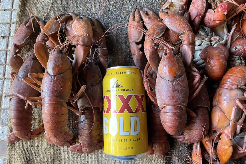 yabbies and beer.