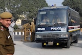 Police bus arrives at Delhi court